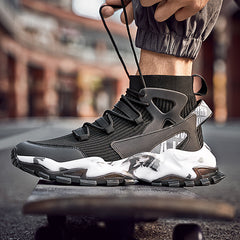 New fashion men's high-top shoes autumn and winter breathable flying shoes