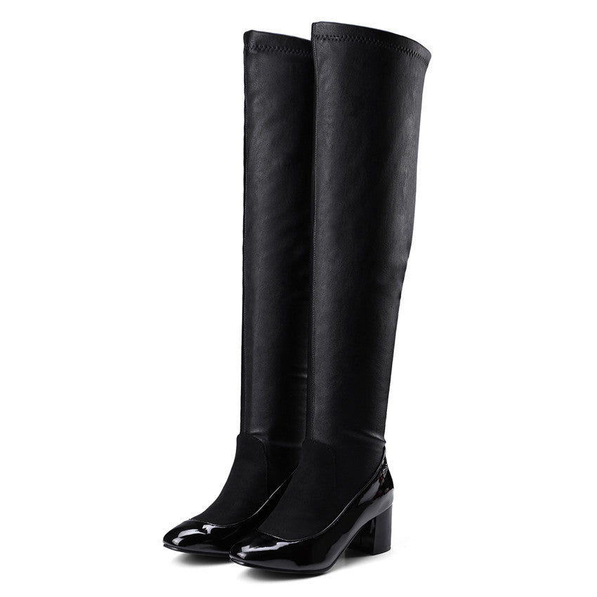 Stretch boots over the knee heel single boot sleeve