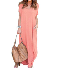 AliExpress Amazon Hot Sale V-Neck Pocket Split Dress
