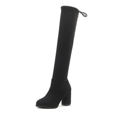 autumn and winter small pepper thick with over the knee boots ladies black flat low heel stovepipe long boots