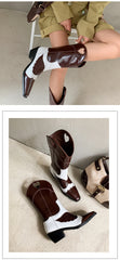European Station Fashion Smoke Pipe Knee Boots Milk Pattern