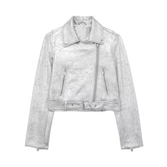 Metal Motorcycle Jacket Autumn Zipper Coat