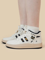 Cartoon High-top Shoes Women's Plus Velvet Lace Up Cotton Shoes