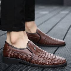 Large size men's business dress hollow leather shoes
