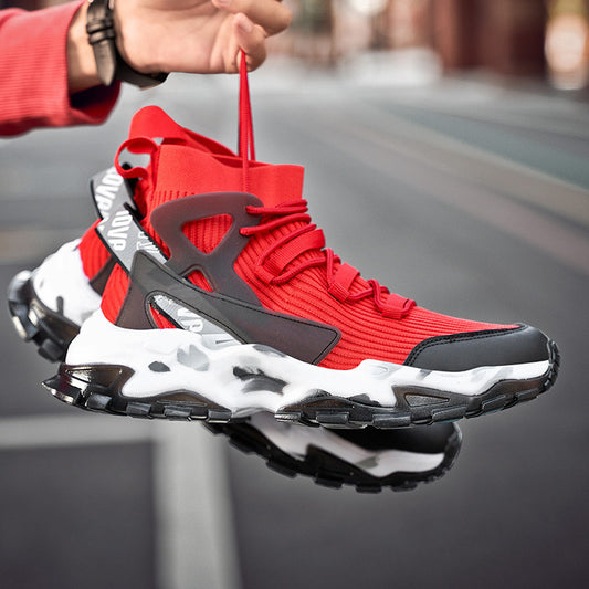 New fashion men's high-top shoes autumn and winter breathable flying shoes