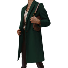 European And American Woolen Lapel Single Button Urban Trench Coat