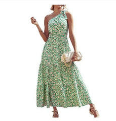 Bohemian Floral Dress Beach Vacation Big Swing Long Dress