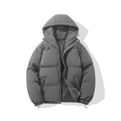 Zipper Solid Color Hooded Padded Puffer Jacket