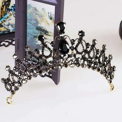 Black luxury crown bridal headdress wedding dress