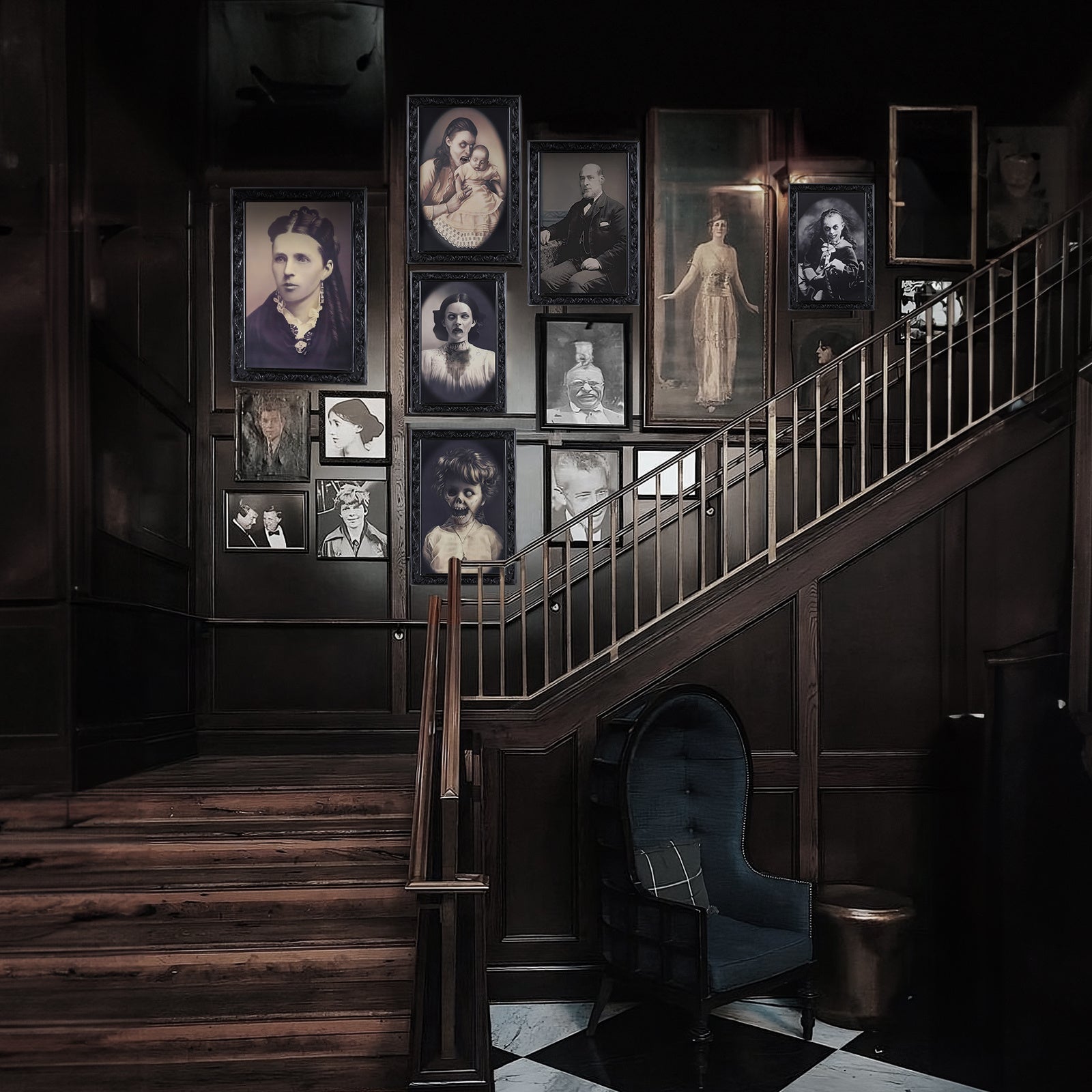3D changing face horror portrait frame