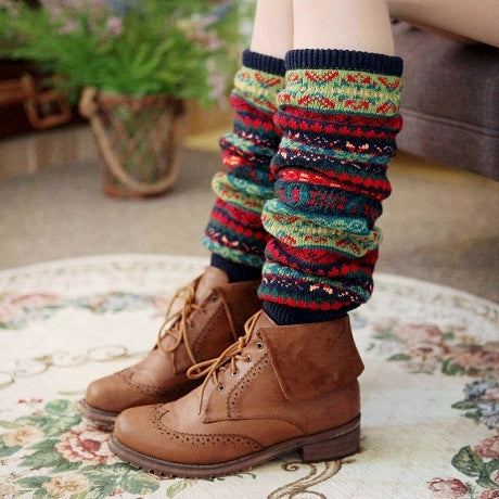 Warm thick cotton socks color knee pads boots socks – view 3