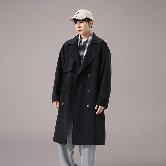 Men's British Style Khaki Long Trench Coat
