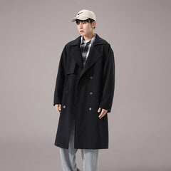 Men's British Style Khaki Long Trench Coat