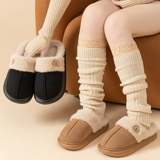 Plush Slippers For Women Men Winter Warm Home Slipper Indoor Thick-soled Fleece Shoes