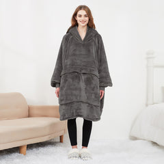 USB Heated Wearable Blanket Oversized Lazy Hoodie With Large Heating Area Back Cozy Warm Sherpa Hoodie Blanket No Battery Pack