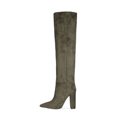 Women's Matte Over The Knee Thick Heel heeled Pleated Boots