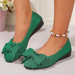 Bowknot Flats Shoes Fashion Casual Round Toe Slip-on Shoes Loafers For Women