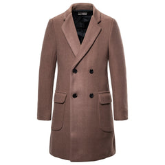 Double-breasted casual woolen coat men's woolen trench coat