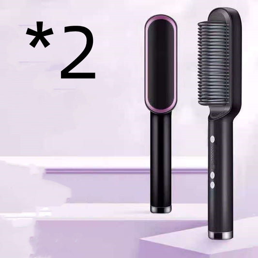 2 In 1 Hair Straightener Hot Comb Negative Ion Curling Tong Dual-purpose Electric Hair Brush