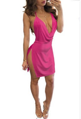 Sling low-cut halter jumpsuit short skirt open-cut dress