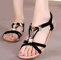 summer new bohemian sandals women's shoes cross straps flattoe students beach shoes