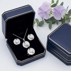 Sea Pearl Swirl Jewelry Set – Silver-Tone Necklace, Earrings & Ring