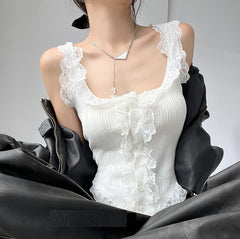 Design Lace Knitted Cardigan Camisole Women's Top