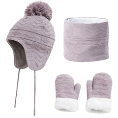 Fashionable Temperament Warm Children's Hat Scarf Gloves