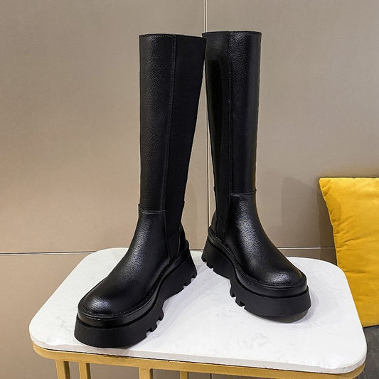 British Style Thick-soled Boots Are Thinner Than The Knee