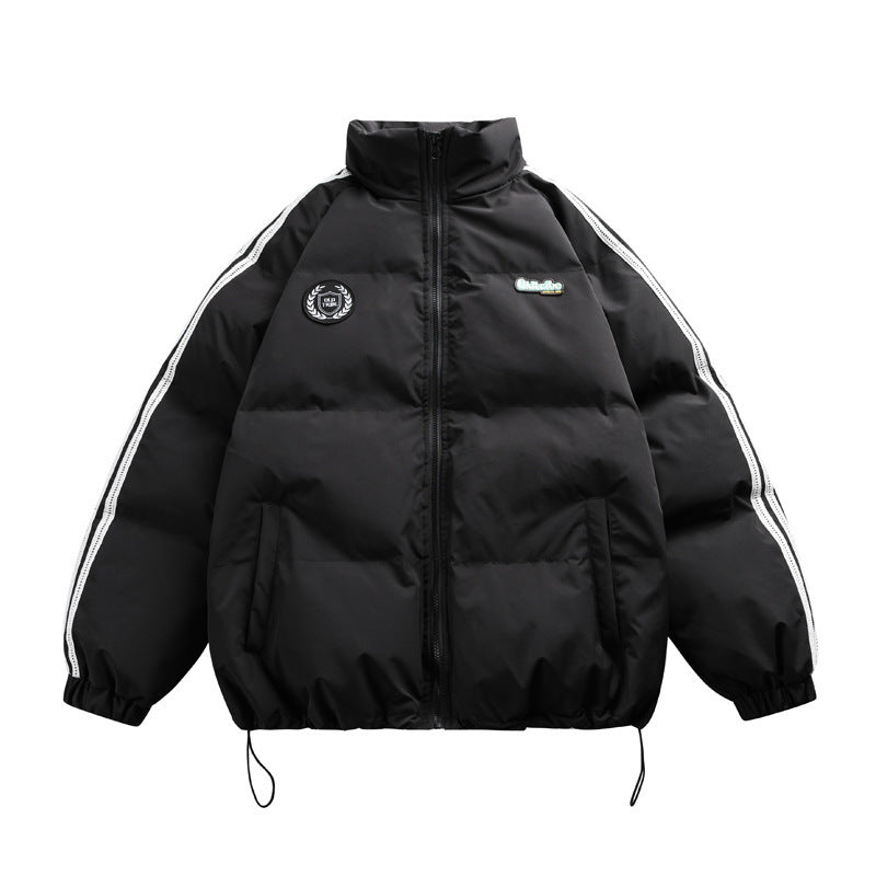 Thick Warm Striped Bread Coat Cotton Puffer Jacket