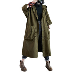 Loose Plus Size Overknee Long Large Pocket Trench Coat