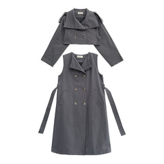 Korean Style Windbreaker Cardigan Loose Combination Two-piece Coat Women