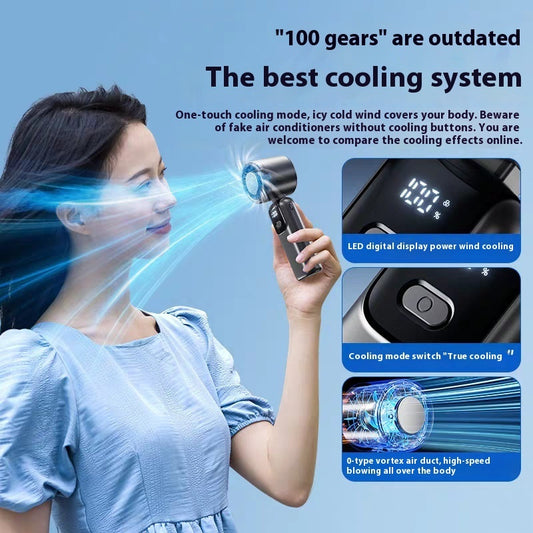 Violent Fan Digital Display High-speed Outdoor Handheld USB Cooling Fan