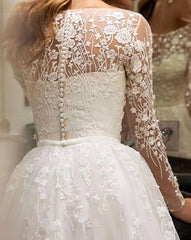 Wedding Dress Off-shoulder Long Sleeve Bride
