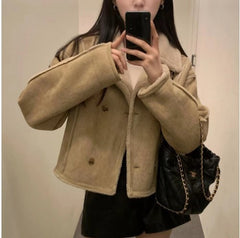 Double Breasted Pure Color Thickened Coat