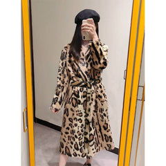 Long Plush Coat Women's Coat Belt Trench Coat