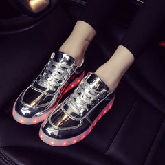 LED light shoes USB charging fluorescent luminous shoes lace up sports sneakers
