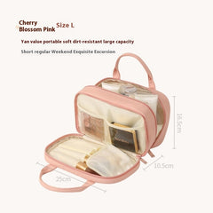 Portable Cosmetic Bag With Handle Large Capacity Waterproof Make-up Toiletries Handbag