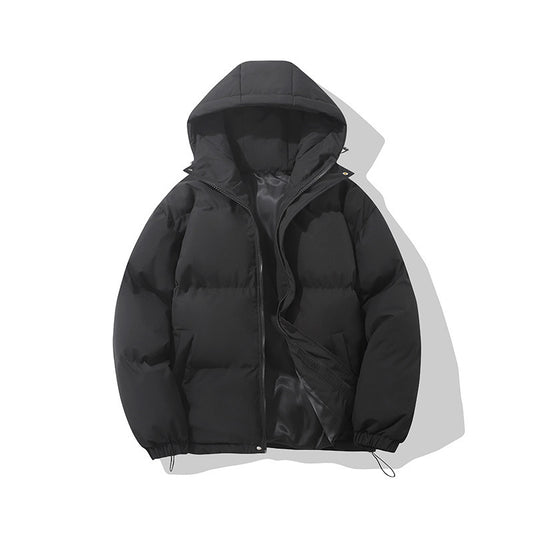 Zipper Solid Color Hooded Padded Puffer Jacket