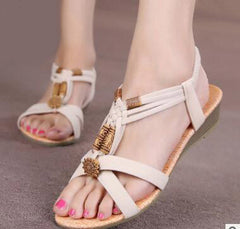 summer new bohemian sandals women's shoes cross straps flattoe students beach shoes