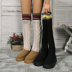 Winter Over-the-knee Boots With Long Knitted Sock Design