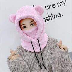 Three-Piece Warm Bear Scarf And Gloves