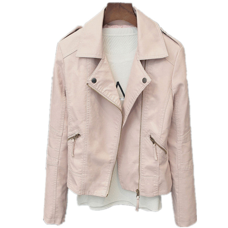 Ladies washed PU leather motorcycle jacket - view 4