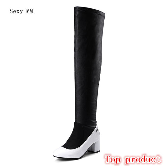 Stretch boots over the knee heel single boot sleeve