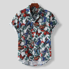 Digital printed cardigan short sleeve casual shirt