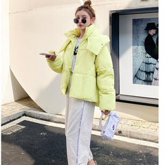 Puffy Hooded Bread Short Cotton-padded puffer Jacket For Women Thick Loose