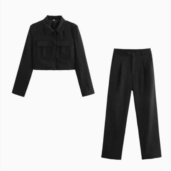 Women's Fashion Temperament Coat Trousers Straight Pants Suit