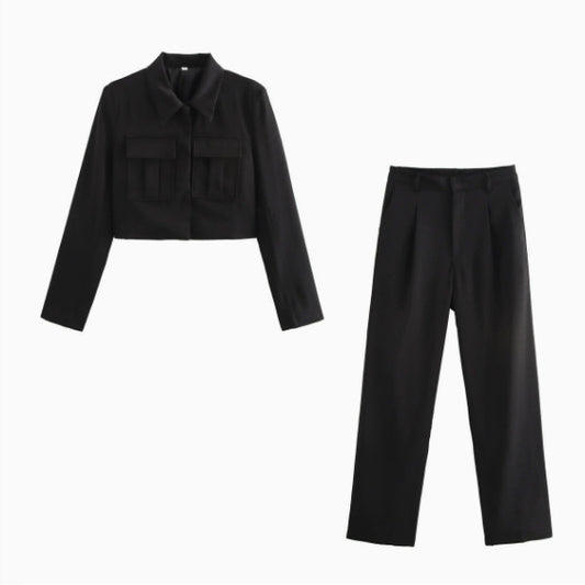 Women's Fashion Temperament Coat Trousers Straight Pants Suit