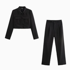 Women's Fashion Temperament Coat Trousers Straight Pants Suit