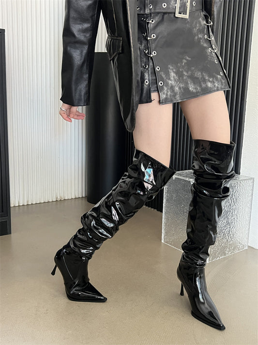 Autumn Stiletto Heel Pile Style Heel Over The Knee Boots